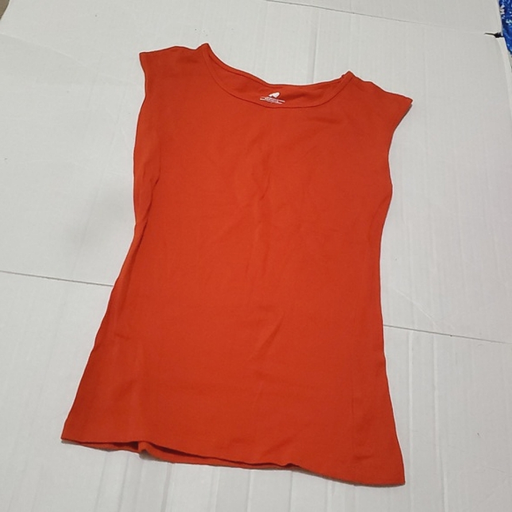 Retro Y2K Orange Fitted Sleeveless Tank Top Sporty Athleisure Lounging S